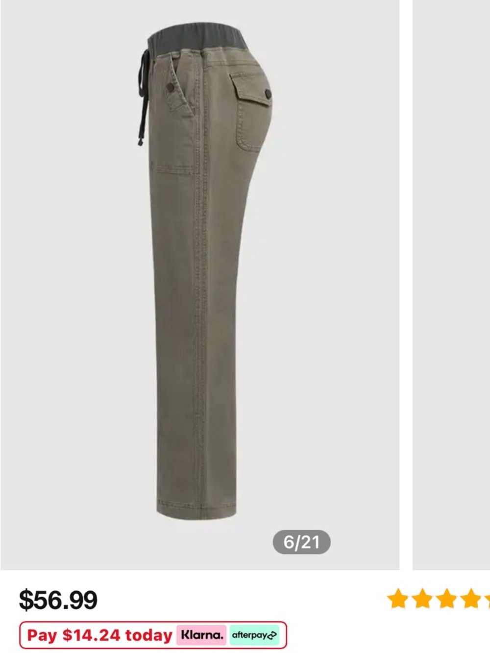 Flamingals Solid Seam Detail Drawstring Mid Rise Straight Leg Pants Size XS - Picture 4 of 11